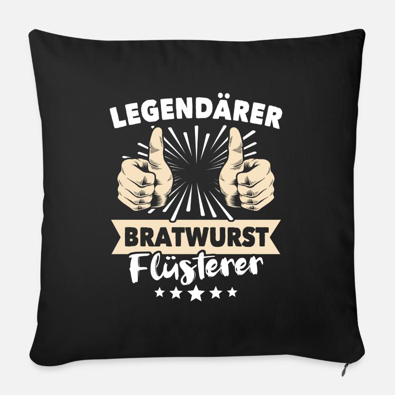 Bratwurst Sprüche - Sofakissenbezug 45 x 45 cm - Schwarz