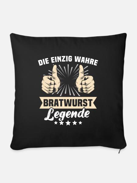Bratwurst Sprüche - Sofakissenbezug 45 x 45 cm - Schwarz