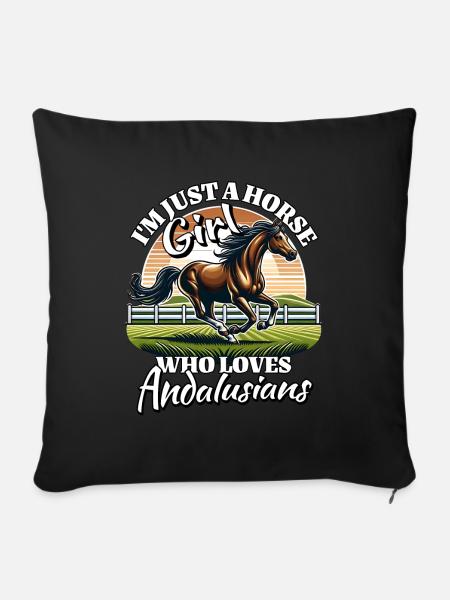 Ich Liebe Andalusier Spruch - Sofakissenbezug 45 x 45 cm - Schwarz