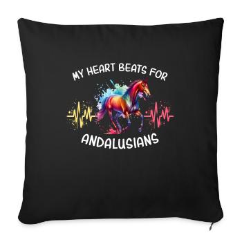 Andalusian Heartline Horse - Sofa pillowcase 17,3'' x 17,3'' (45 x 45 cm) - black - Front
