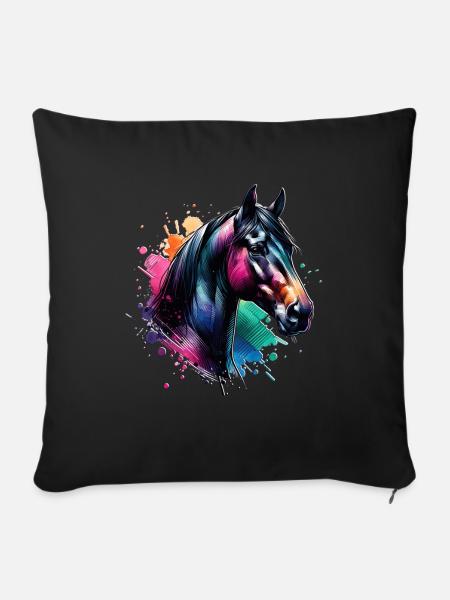 Andalusier Motiv Pferd - Sofakissenbezug 45 x 45 cm - Schwarz