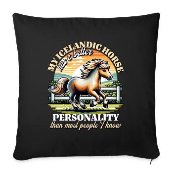 Icelandic Horse Sayings - Sofa pillowcase 17,3'' x 17,3'' (45 x 45 cm) - black - Front