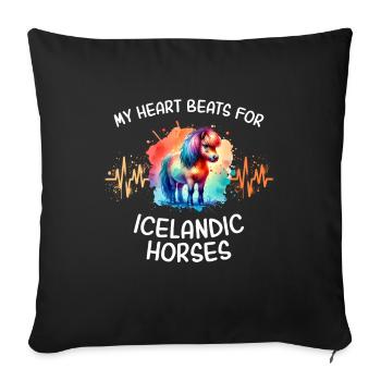 Islandais Heartline Cheval Poney islandais - Housse de coussin décorative 45 x 45 cm - noir - Devant