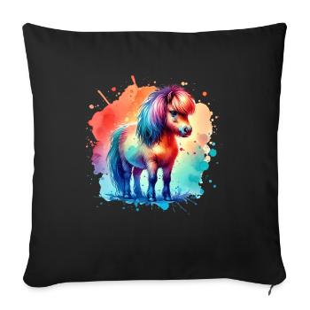 Icelandic Motif Pony Island Horse - Sofa pillowcase 17,3'' x 17,3'' (45 x 45 cm) - black - Front