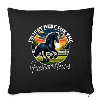 Dictons amusants de cheval frison - Housse de coussin décorative 45 x 45 cm - noir - Devant