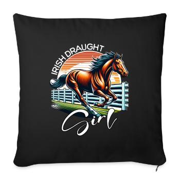 Fille de trait irlandaise Cheval de trait irlandais - Housse de coussin décorative 45 x 45 cm - noir - Devant