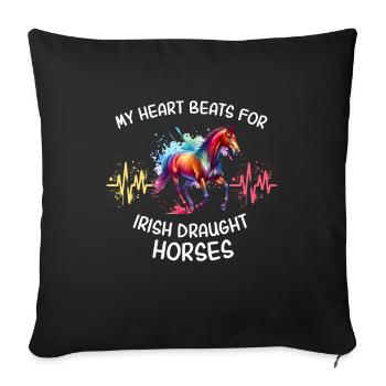 Irisches Zugpferd Herzlinie Pferd - Sofakissenbezug 45 x 45 cm - Schwarz - Vorne