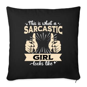Sarcastique Fille Sarcastique - Housse de coussin décorative 45 x 45 cm - noir - Devant