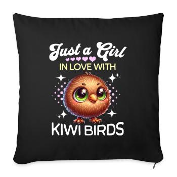 Kiwi Bird Girl Kiwi Bird - Sofa pillowcase 17,3'' x 17,3'' (45 x 45 cm) - black - Front