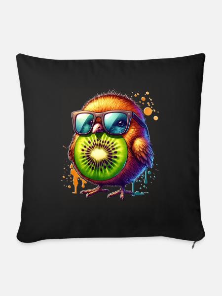 Neuseeland Kiwi - Sofakissenbezug 45 x 45 cm - Schwarz