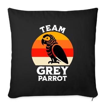 Team African Grey Parrot - Sofa pillowcase 17,3'' x 17,3'' (45 x 45 cm) - black - Front