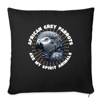 Drôle de dictons de perroquet gris - Housse de coussin décorative 45 x 45 cm - noir - Devant