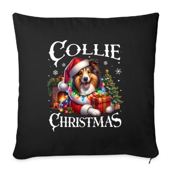 Noël Collie - Housse de coussin décorative 45 x 45 cm - noir - Devant