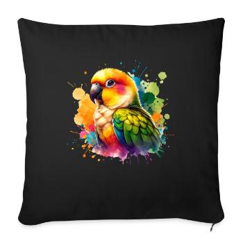 Yellow-headed Parakeet Motif - Sofa pillowcase 17,3'' x 17,3'' (45 x 45 cm) - black - Front