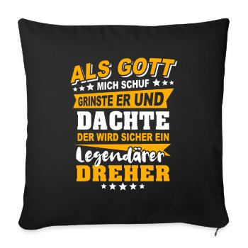 Dreher Sprüche - Sofakissenbezug 45 x 45 cm - Schwarz - Vorne