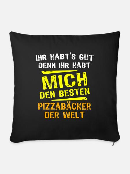 Pizzabäcker Geschenk - Sofakissenbezug 45 x 45 cm - Schwarz
