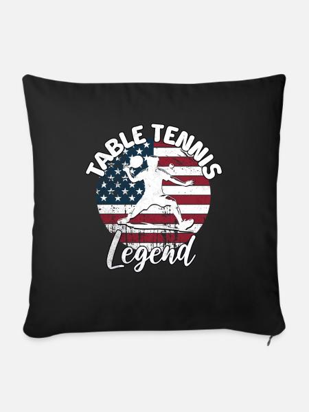 Table Tennis Sprüche - Sofakissenbezug 45 x 45 cm - Schwarz