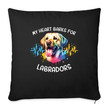 Labrador Herzlinie - Sofakissenbezug 45 x 45 cm - Schwarz - Vorne