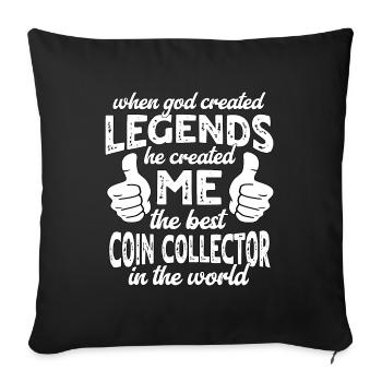 Meilleur collectionneur de pièces de monnaie Légende - Housse de coussin décorative 45 x 45 cm - noir - Devant