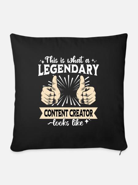 Legendärer Content Creator - Sofakissenbezug 45 x 45 cm - Schwarz