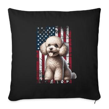 Caniche US Pudel - Housse de coussin décorative 45 x 45 cm - noir - Devant