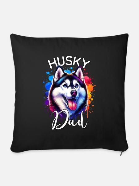 Schlittenhund Papa Husky - Sofakissenbezug 45 x 45 cm - Schwarz