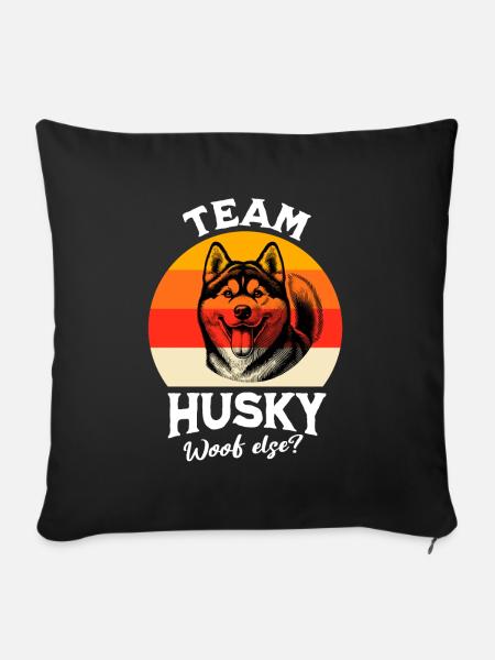 Husky Team Schlittenhund - Sofakissenbezug 45 x 45 cm - Schwarz
