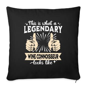 Amateur de vin légendaire - Housse de coussin décorative 45 x 45 cm - noir - Devant