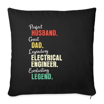Ingénieur électricien papa - Housse de coussin décorative 45 x 45 cm - noir - Devant