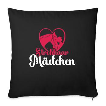 Strohhaar Mädchen Pony Shetlandpony - Sofakissenbezug 45 x 45 cm - Schwarz - Vorne
