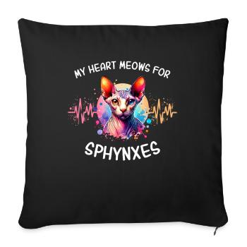 Sphynx Cat Heartline Chat Nu - Housse de coussin décorative 45 x 45 cm - noir - Devant
