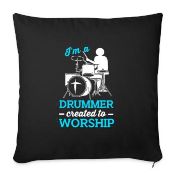 Baguettes Tambours Tambours Batteurs - Housse de coussin décorative 45 x 45 cm - noir - Devant