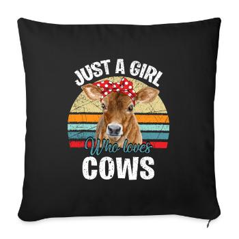 Juste une fille qui aime les vaches - Housse de coussin décorative 45 x 45 cm - noir - Devant