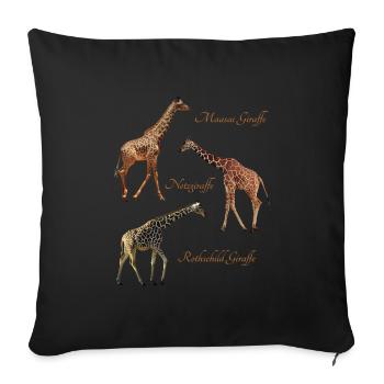 3 giraffes - species / Kenya / Africa / wild animals - Sofa pillowcase 17,3'' x 17,3'' (45 x 45 cm) - black - Front