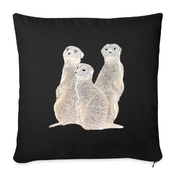 Meerkats - Mongooses - Africa - Sofa pillowcase 17,3'' x 17,3'' (45 x 45 cm) - black - Front