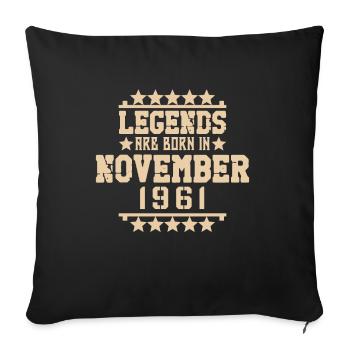 Novembre 1961 - Cadeau du 60e anniversaire. Vétéran. - Housse de coussin décorative 45 x 45 cm - noir - Devant