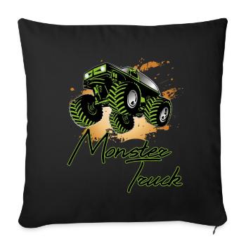 Monster truck, moteur, voiture, vitesse - Housse de coussin décorative 45 x 45 cm - noir - Devant