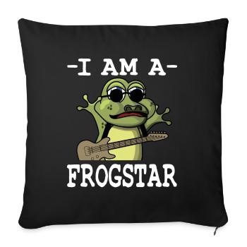Je suis un Frogstar Frog Pun - Housse de coussin décorative 45 x 45 cm - noir - Devant