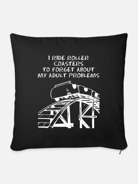 I Ride Roller Coaster - Sofakissenbezug 45 x 45 cm - Schwarz