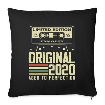 4. Geschenk zum Jubiläum im Retro-Stil 2020 - Sofakissenbezug 45 x 45 cm - Schwarz - Vorne