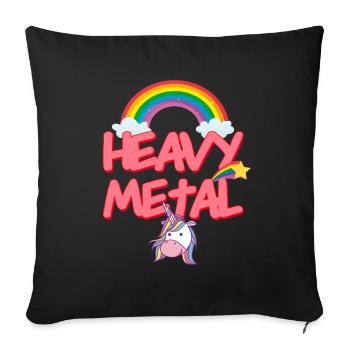 HEAVY METAL headbanger unicorn unicorn thrash rock - Sofa pillowcase 17,3'' x 17,3'' (45 x 45 cm) - black - Front