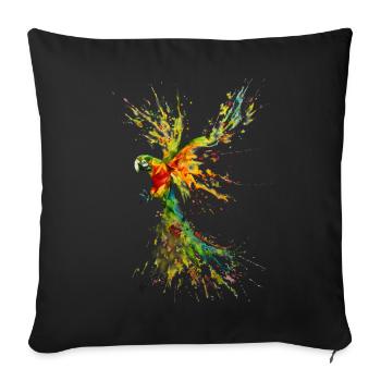 Parrot - Sofa pillowcase 17,3'' x 17,3'' (45 x 45 cm) - black - Front