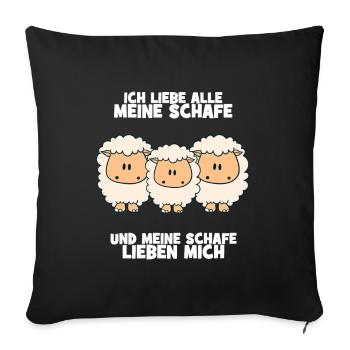 Ich liebe alle meine Schafe Schaf Lamm Bock Ziege - Sofakissenbezug 45 x 45 cm - Schwarz - Vorne
