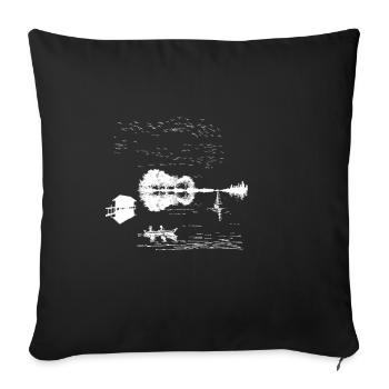 Guitar lake landscape Guitar guitarist - Sofa pillowcase 17,3'' x 17,3'' (45 x 45 cm) - black - Front