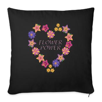 Flower Power Blumen Sommer Frühling bunt - Sofakissenbezug 45 x 45 cm - Schwarz - Vorne