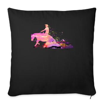 Reining Westernreiten Pferdeflüsterer Slidingstop - Sofakissenbezug 45 x 45 cm - Schwarz - Vorne