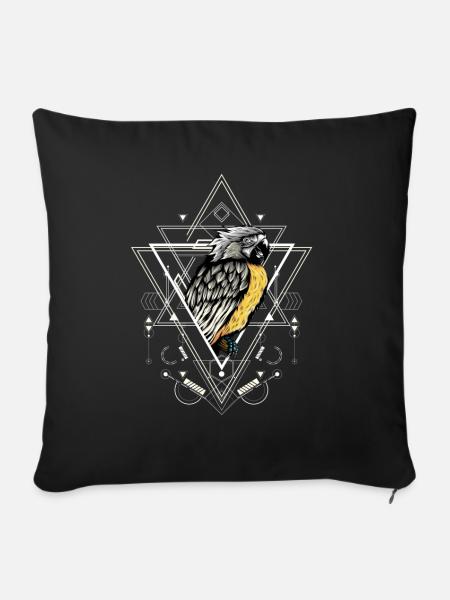 Papagei - heilige Geometrie - Sofakissenbezug 45 x 45 cm - Schwarz