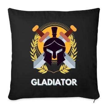 gladiateur, gladiator, spartiate - Housse de coussin décorative 45 x 45 cm - noir - Devant