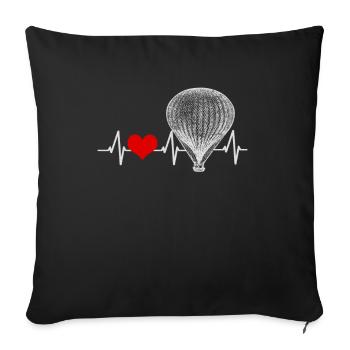 Battements de coeur Ballon à air chaud - Housse de coussin décorative 45 x 45 cm - noir - Devant