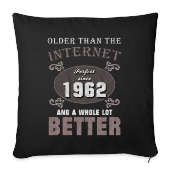 1962 Né cadeau Internet anniversaire sort - Housse de coussin décorative 45 x 45 cm - noir - Devant